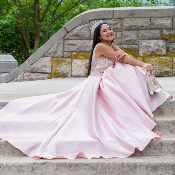 JOVANI  Blush Embellished Bodice A-Line Prom Gown - Picture 10 of 11
